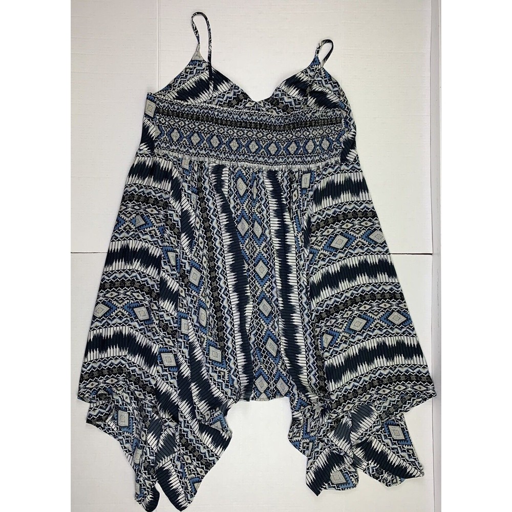 CATO Dress Sz 22/24W asymmetrical hem Spaghetti Straps Gray White Blue - Picture 3 of 9